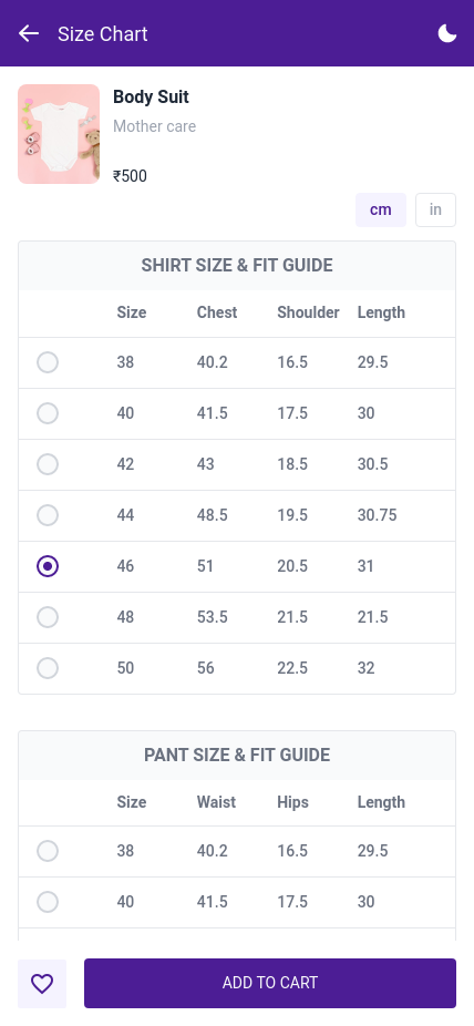 SizeChart